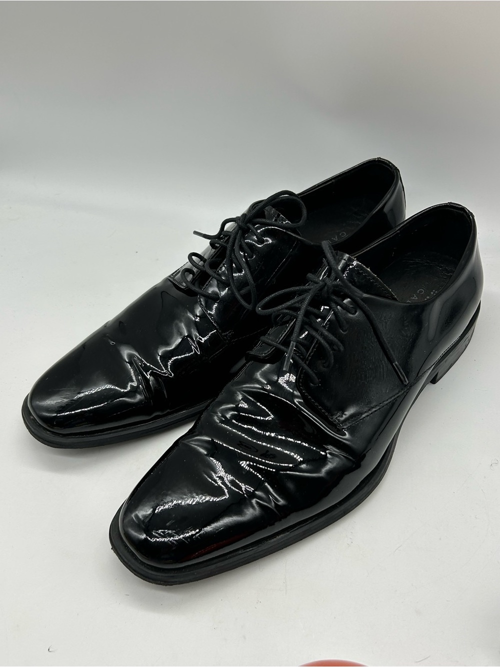 C2 by Calibrate Mens Black Patent Oxford Laceups Leather Shoes